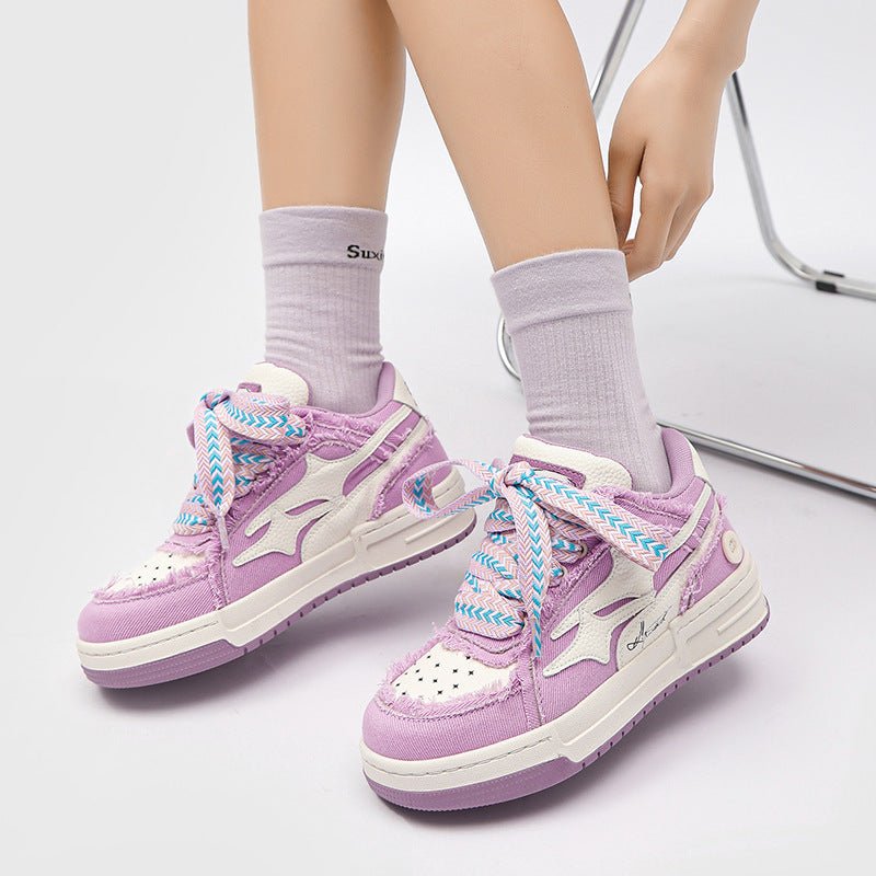 Women's Fashion Lavender Purple Thick Bottom Sports Casual Board Shoes - SMSB 66