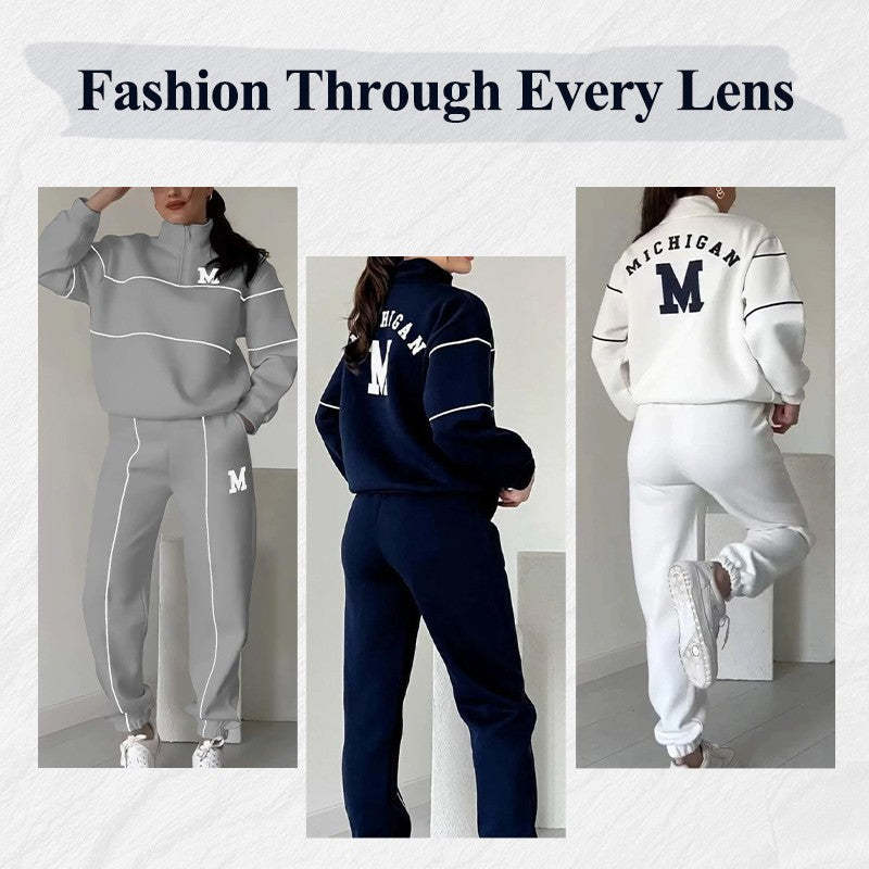 Womens 2 Piece Outfits Lounge Hoodless Pullover Sweatshirt Sweatsuit Sets Sweatshirt Baggy Fashion Sweatpants With Pockets - SMSB 66