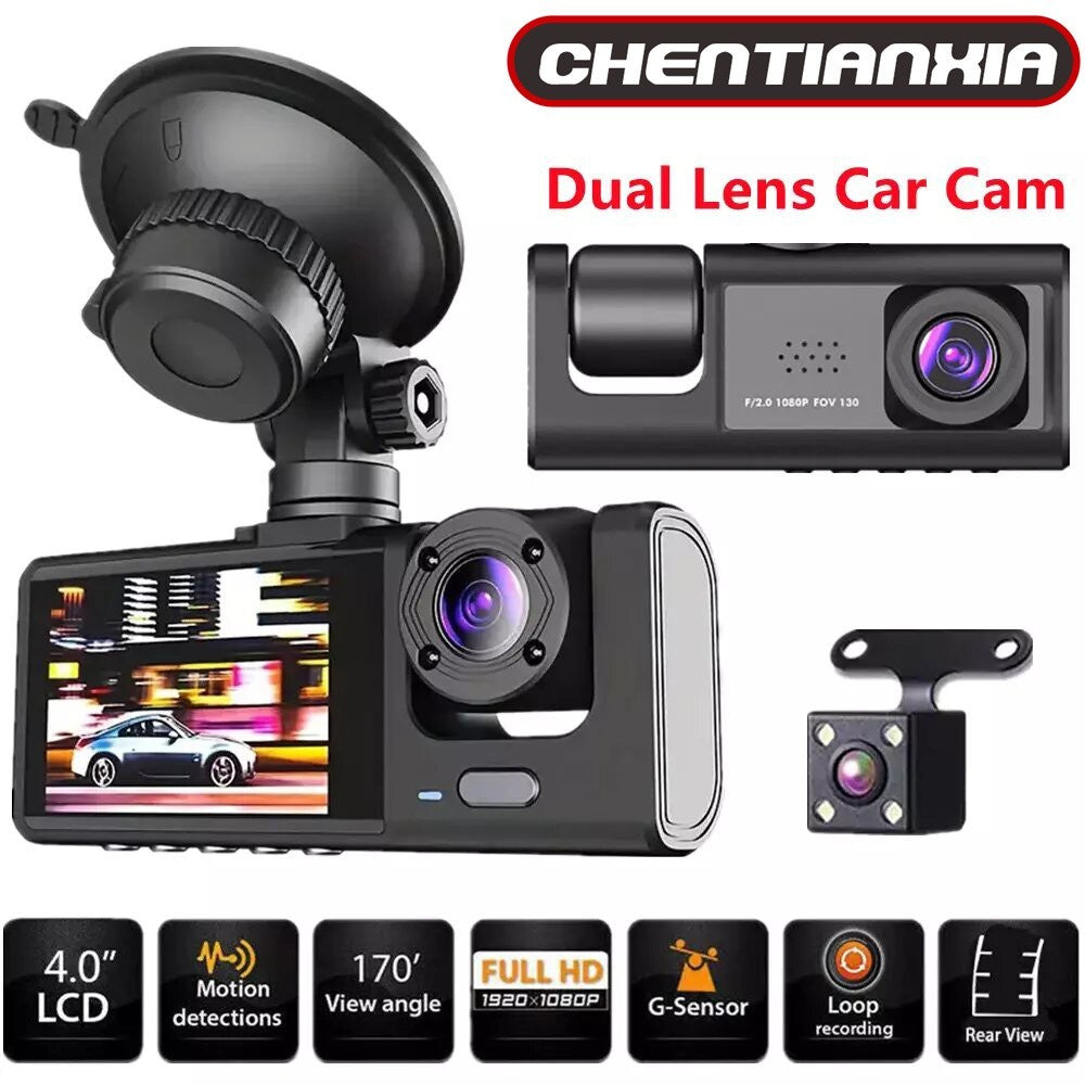 1080P Dual Lens Car Dash Cam Recorder G Sensor DVR Front And Rear Camera Video - SMSB 66