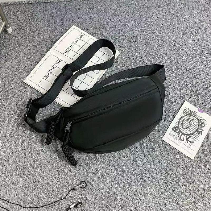 Black men's chest bag small shoulder sports crossbody bag with adjustable strap