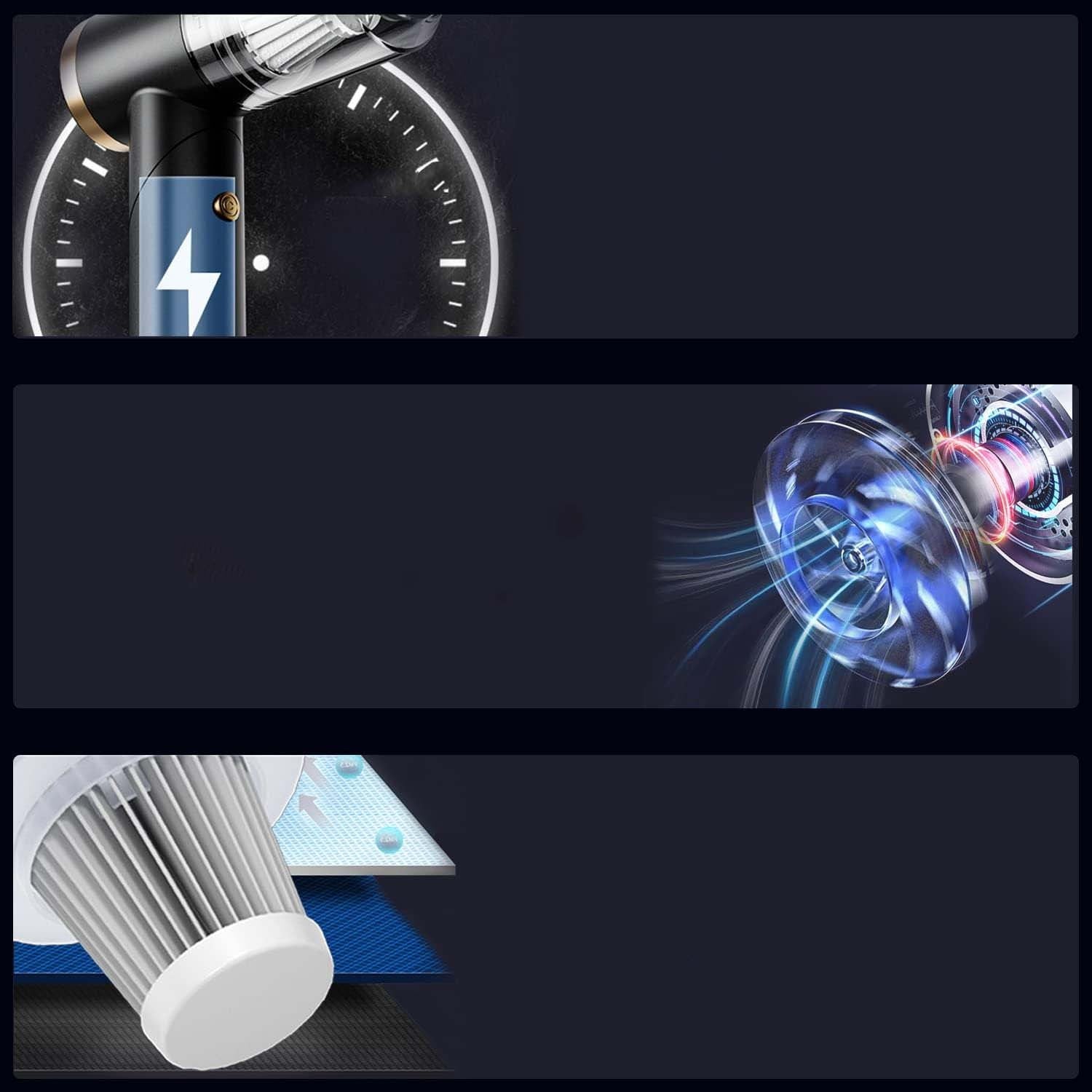 Vacuum Cleaner And Air Duster For Cars, Homes, Offices And Pets, High-power, Multi-nozzle Handheld Car Vacuum Cleaner. - SMSB 66