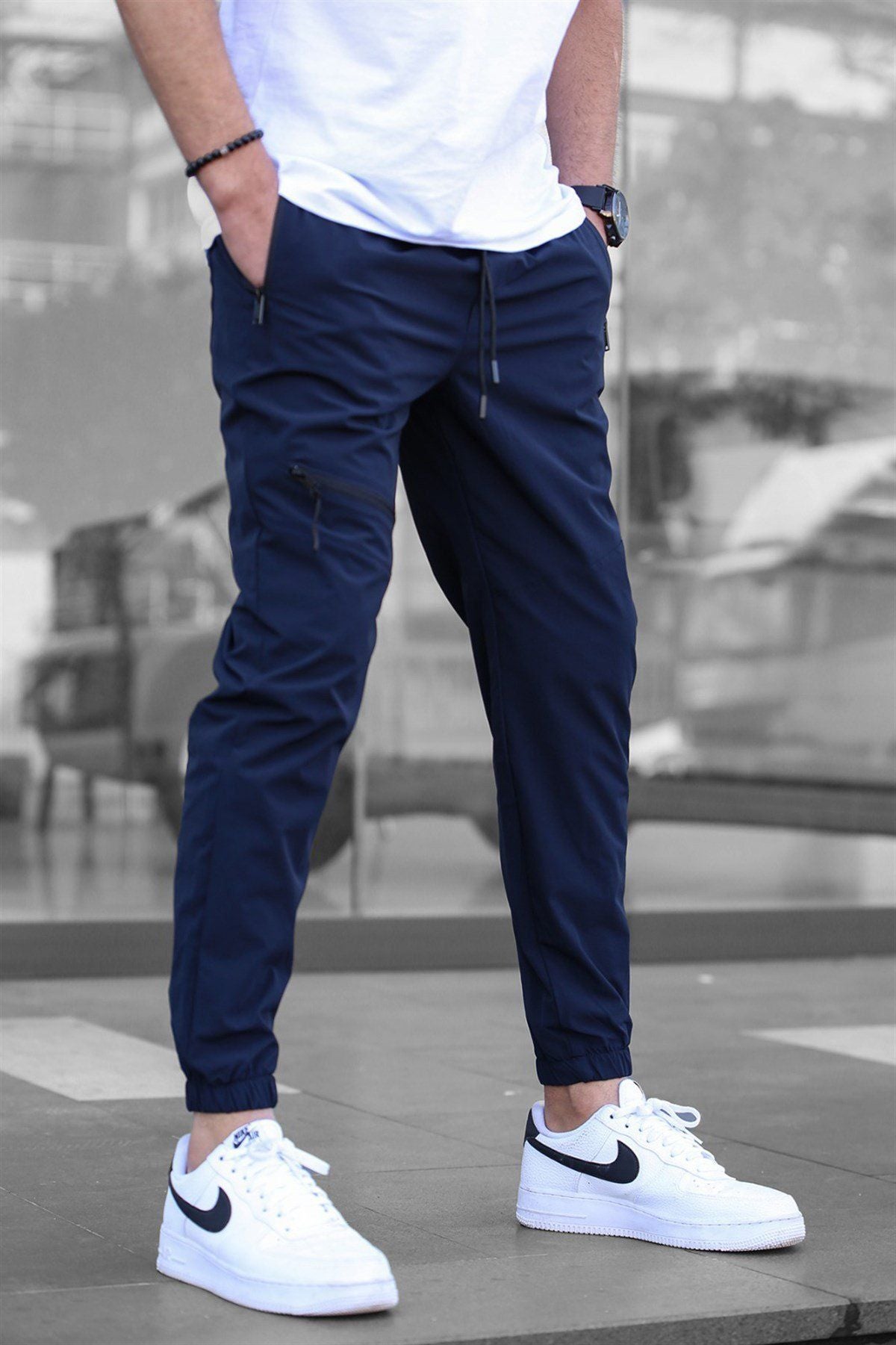 Men's Zipper Overalls Retro Casual Jogger Pants - SMSB 66