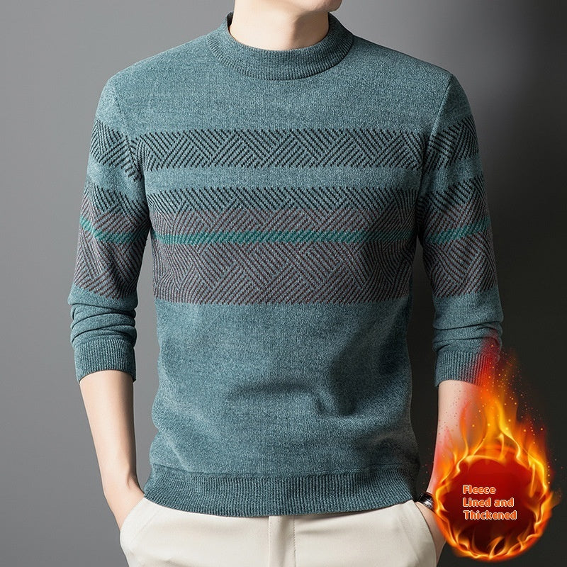 Men's Thermal Knitting Middle-aged Fleece Lined Sweater - SMSB 66