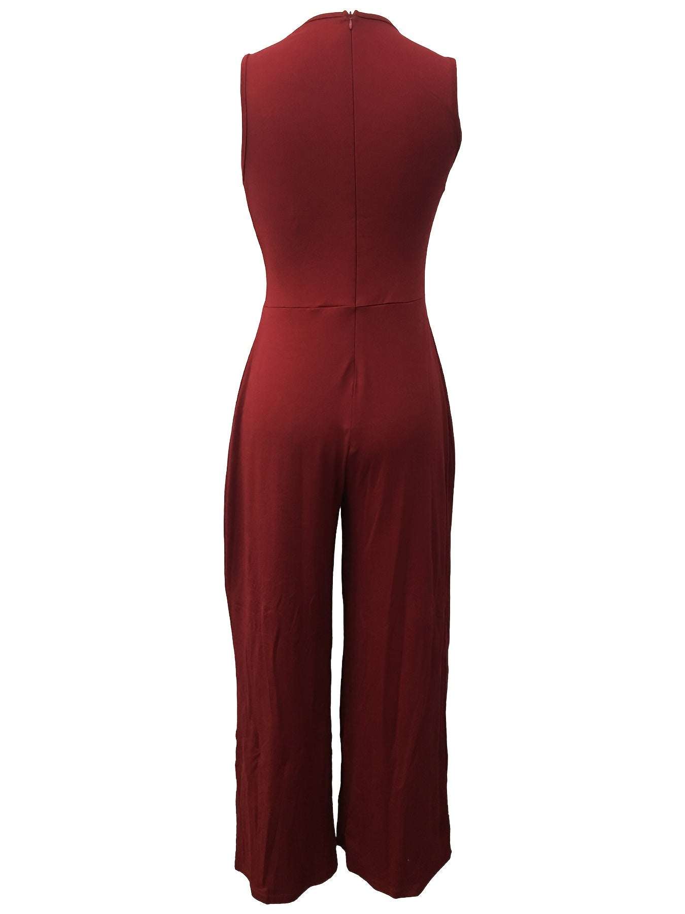 Glitter Rhinestone Criss Cross Jumpsuit, Elegant Wide Leg Sleeveless Tank Jumpsuit For Spring & Summer, Women's Clothing - SMSB 66