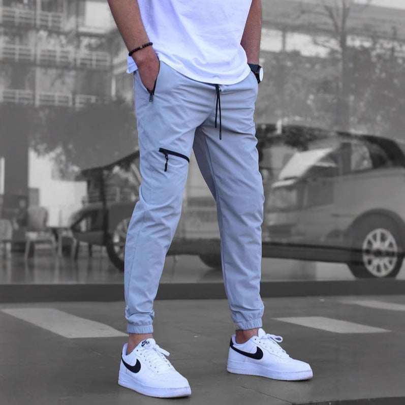 Men's Zipper Overalls Retro Casual Jogger Pants - SMSB 66